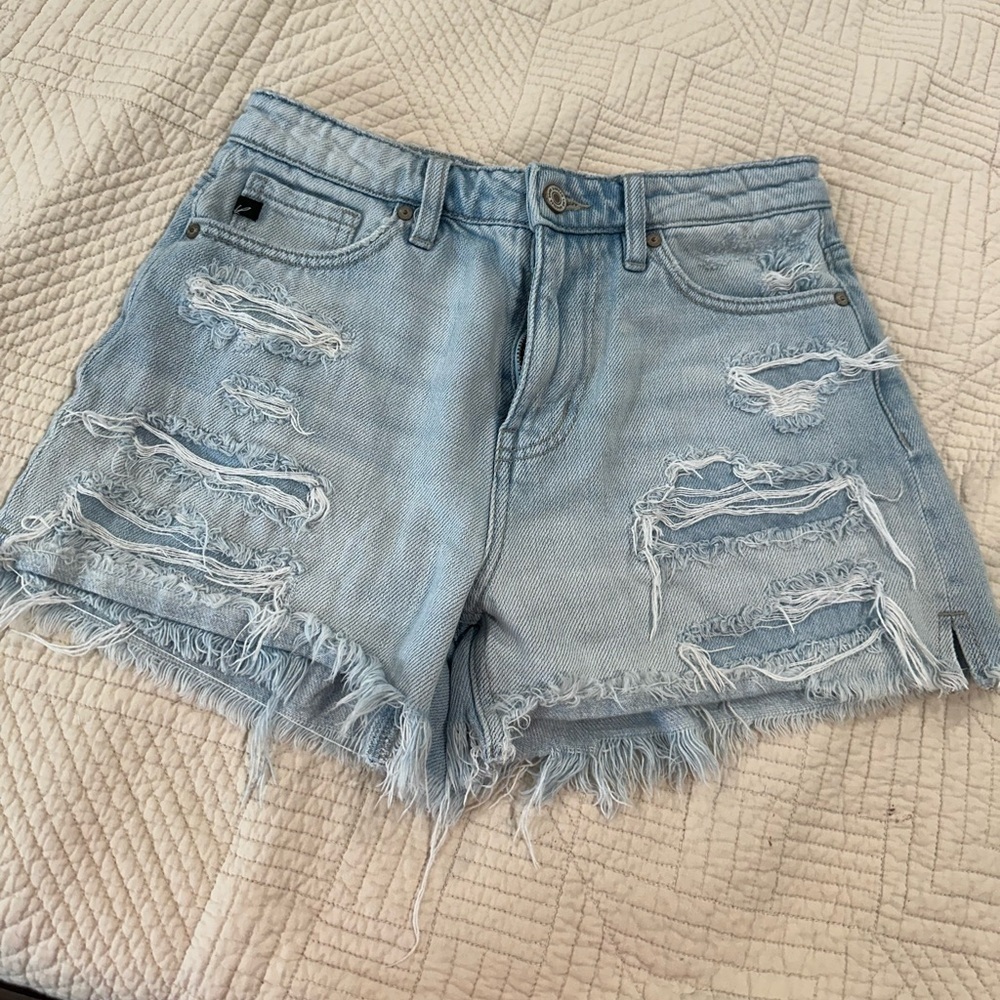 KanCan Blue Vintage Distressed Jean Shorts - Picture 1 of 6